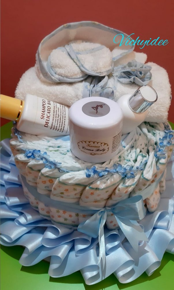 Torta di Pannolini Bagnetto Azzurra