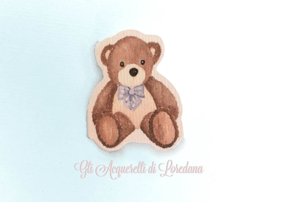10 Biglietti bomboniera confetti Orsetto Acquerello  Piccolo - Bimbo/Bimba -  Nascita Battesimo  Baby Shower