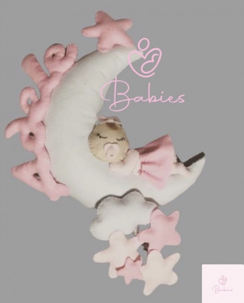 Fiocco nascita bimba con luna e stelline