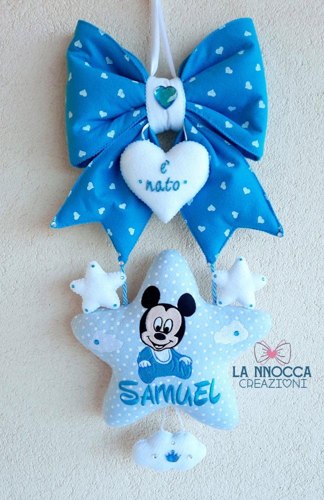 Fiocco nascita baby topolino