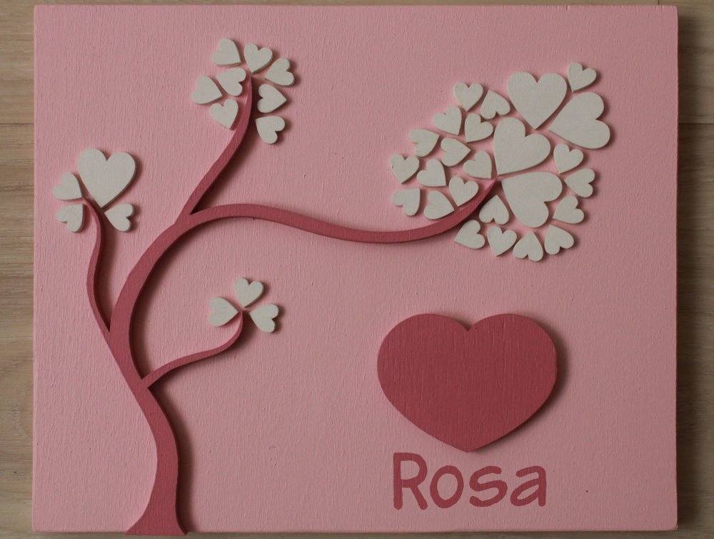 Albero della vita in legno con cuore e nome