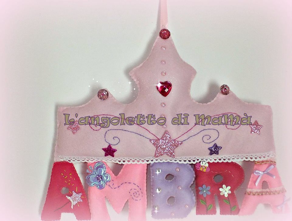 fiocco nascita corona con nome, decoro cameretta
