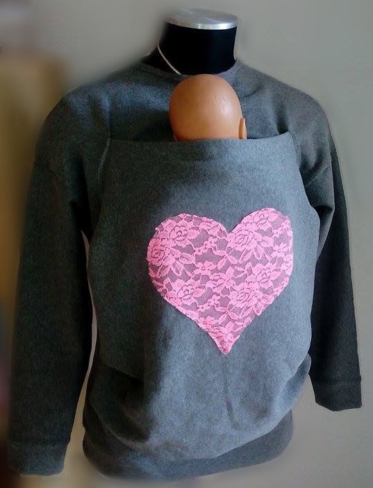 Felpa Love CaldiAbbracci con tasca per portare, per babywearing