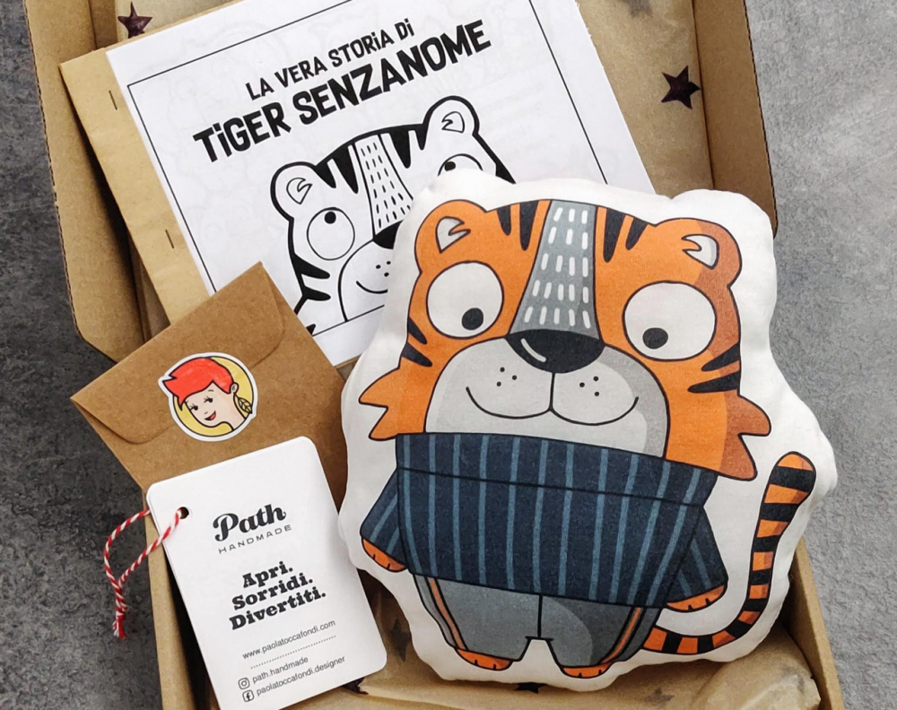 Pupazzo Tigre morbido imbottito, per neonati, doudou, regalo nascita