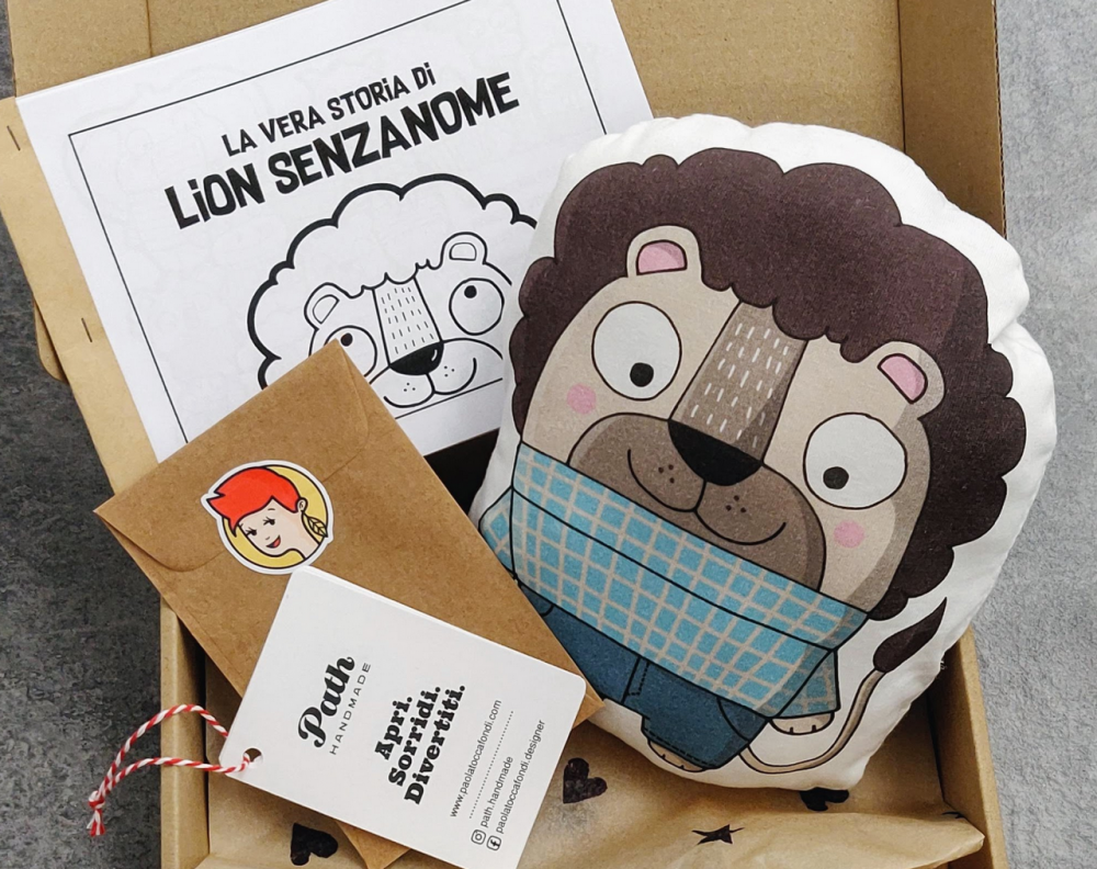 Pupazzo Leone morbido imbottito, per neonati, doudou, regalo nascita