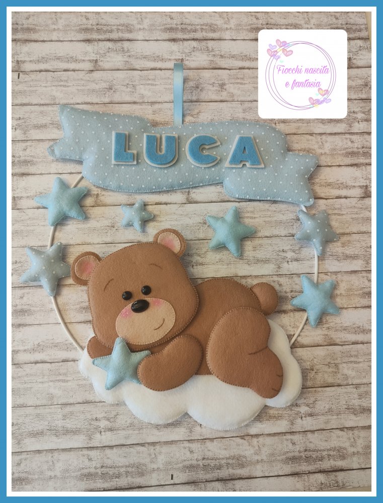 fiocco nascita orsetto con stellina