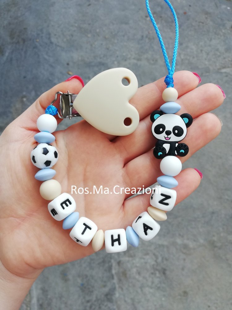 Catenella Portaciuccio in Silicone con Nome Bimbo/a fatto a mano
