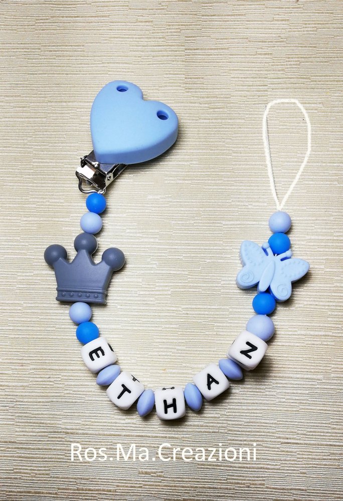 Catenella Portaciuccio in Silicone con Nome Bimbo/a fatto a mano