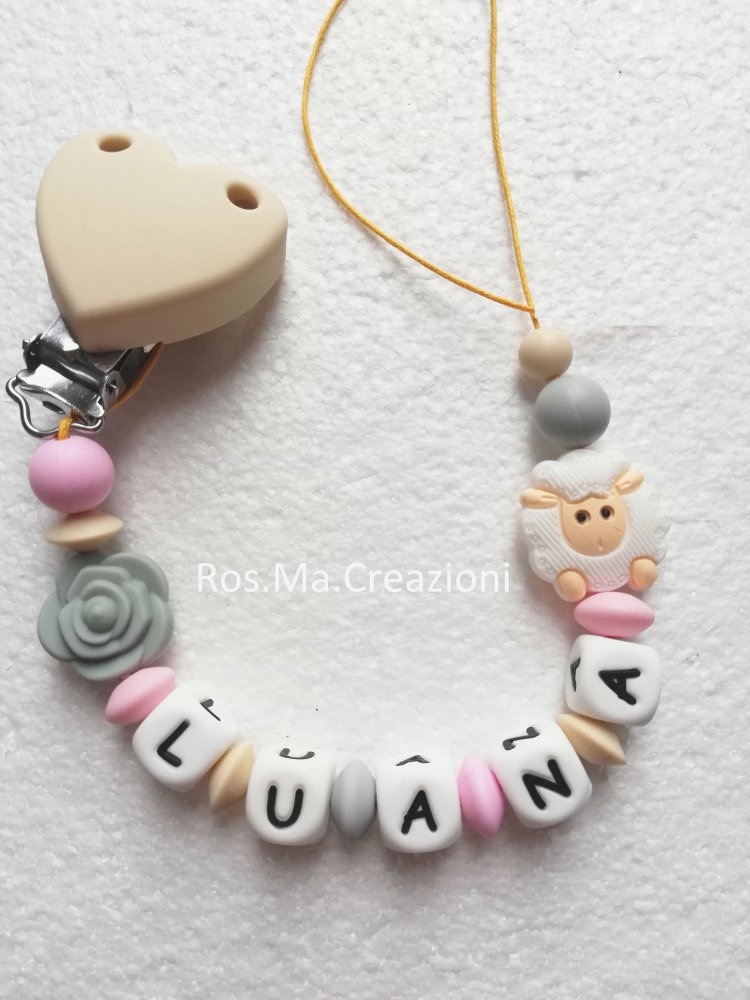 Catenella Portaciuccio in Silicone con Nome Bimbo/a fatto a mano