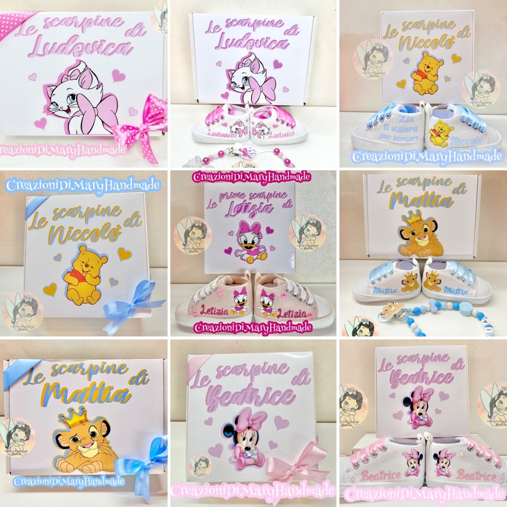 Scarpine neonato personalizzate da culla