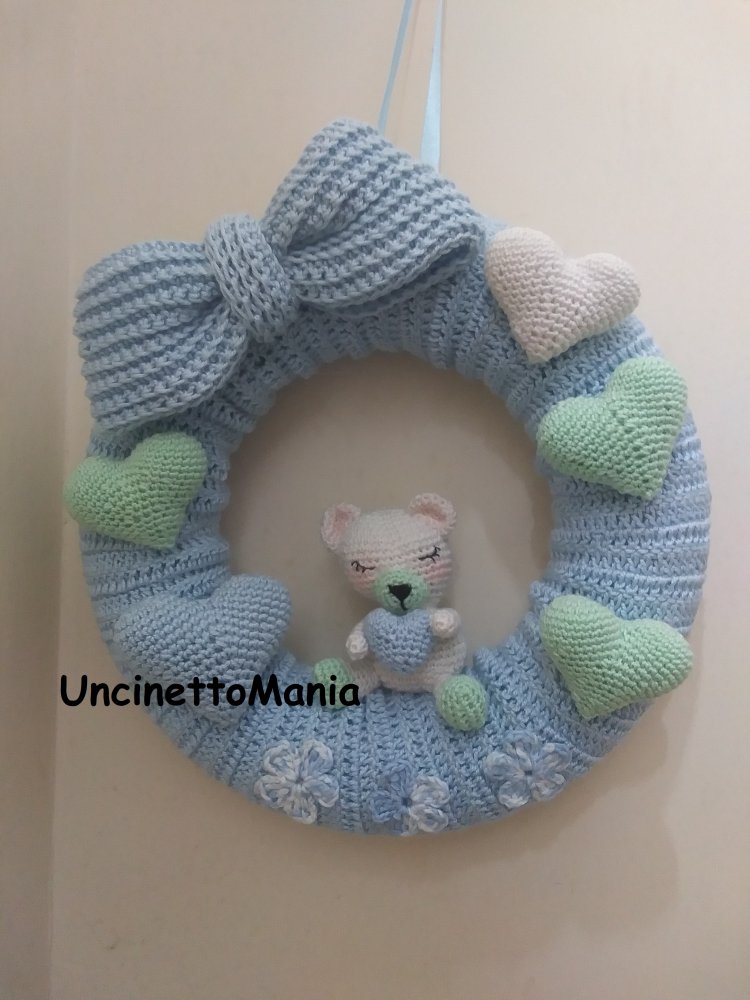 Fiocco nascita uncinetto bambino
