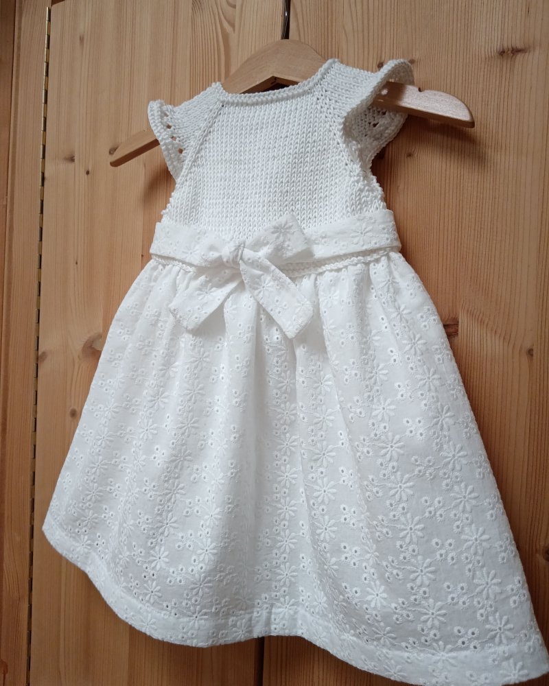Abito bambina in cotone bianco e sangallo - fatto a mano - Battesimo - Carlotta