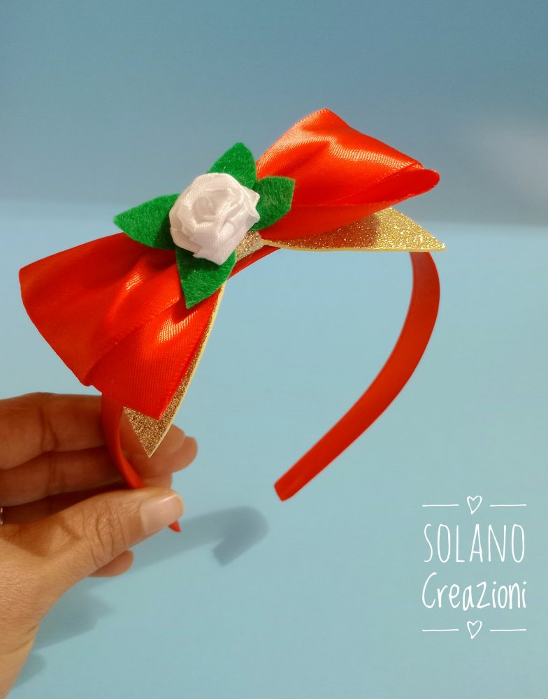 Cerchietto elegante per bambine con fiocco e roselina