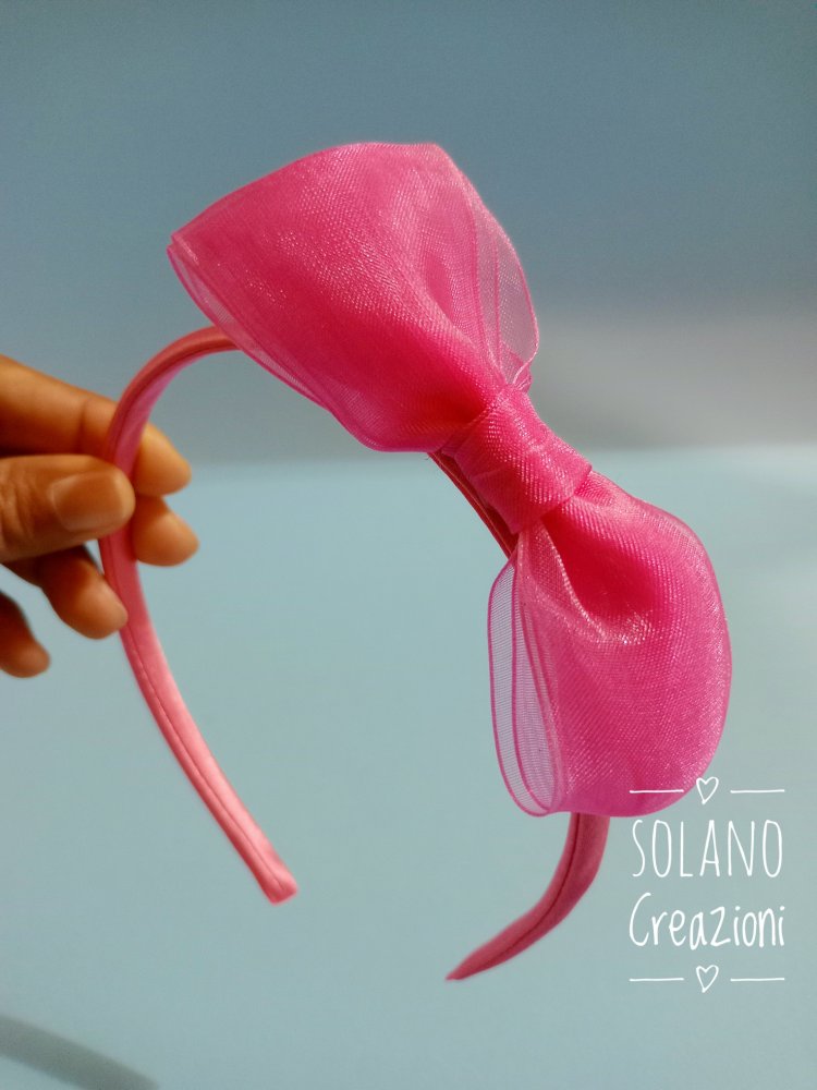 Cerchietto Rosa con Fiocco in Organza