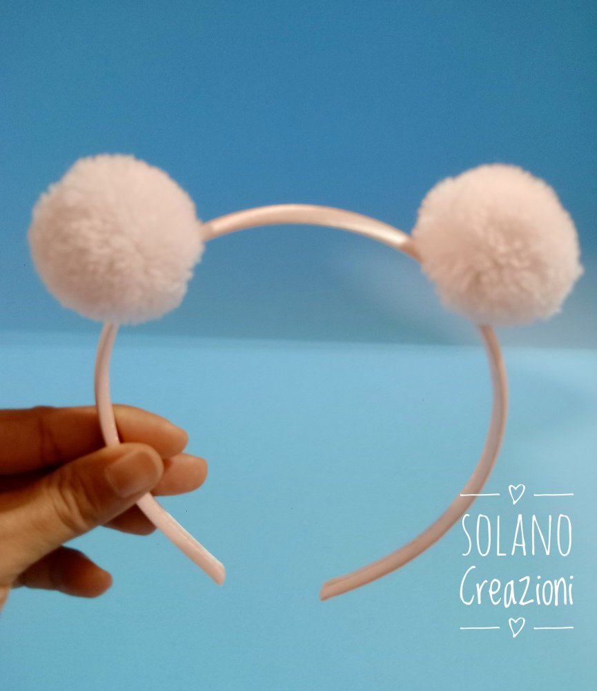 Cerchietto Rosa con Pompon per Bambina dai 3 Anni in Su