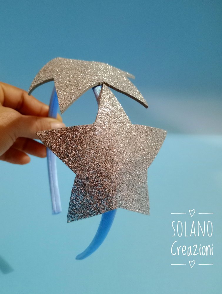 Cerchietto Elegante per Bambina con Stelle Argento Glitterato