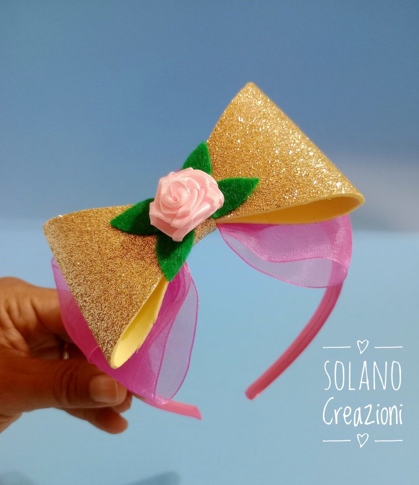 Cerchietto Rosa con Fiocco e Rosellina