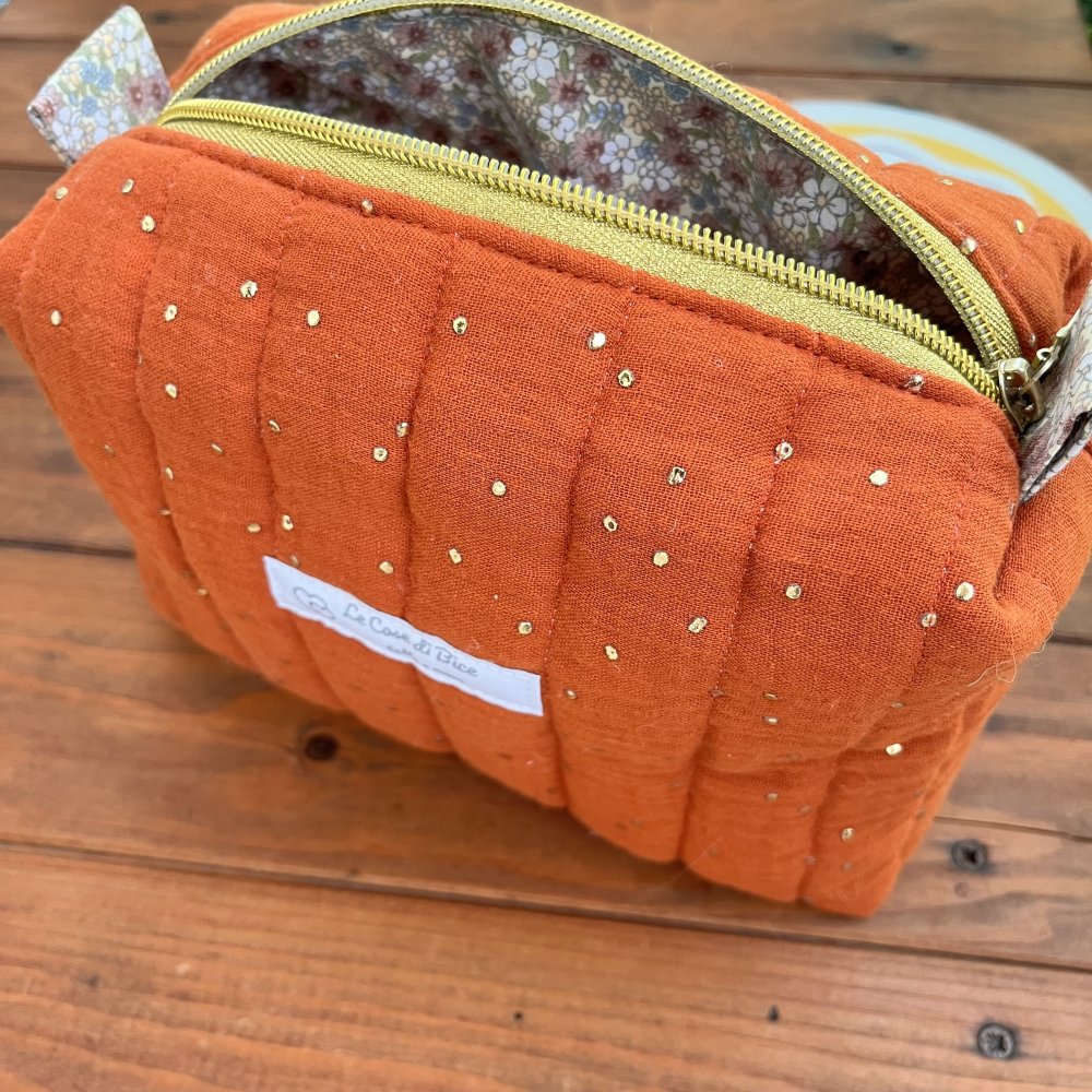 PRONTA CONSEGNA - Beauty Boxy in mussola ruggine e pepite dorate