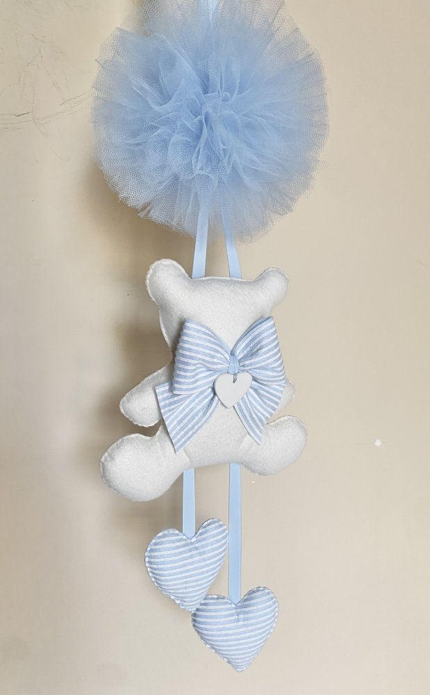 Fiocco  azzurro ponpon