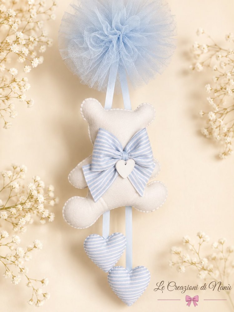 Fiocco  azzurro ponpon