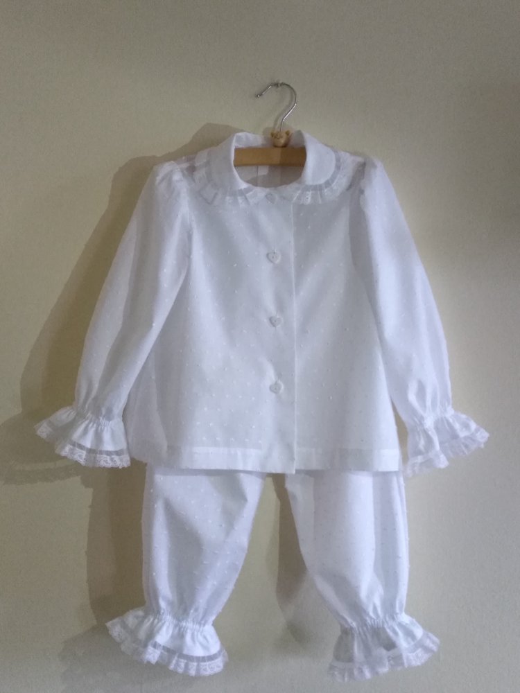 Pigiama Plumetis bianco per bambina