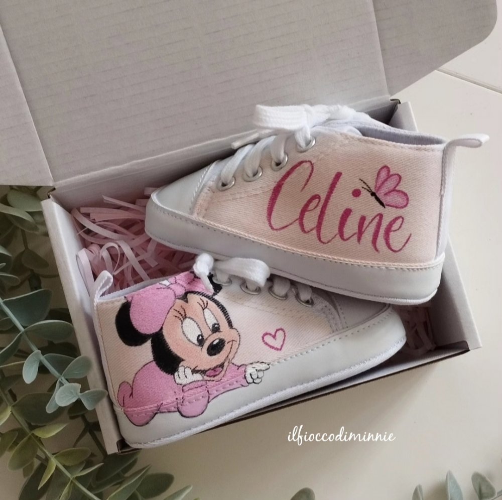 Scarpine dipinte a mano, scarpette personalizzate, scarpine da culla neonati