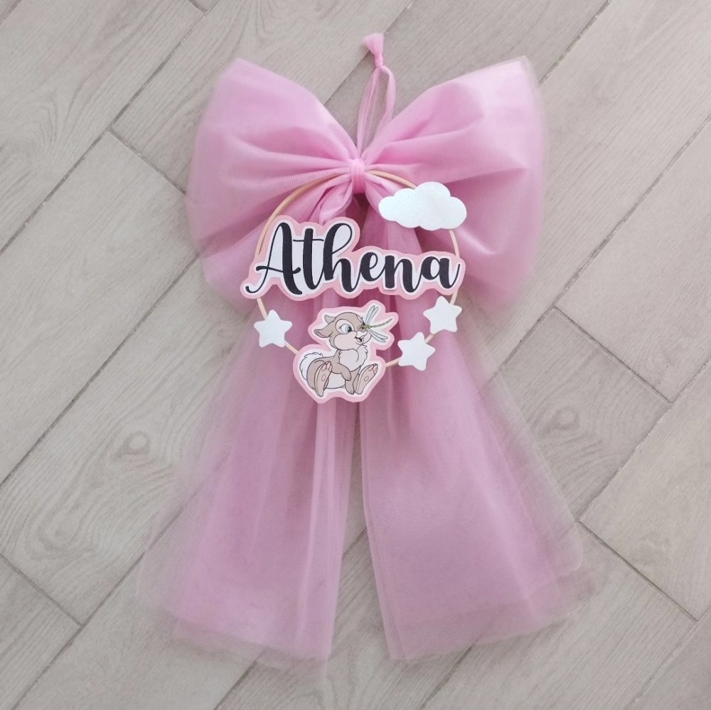 Fiocco nascita miss Tamburina in tulle personalizzabile