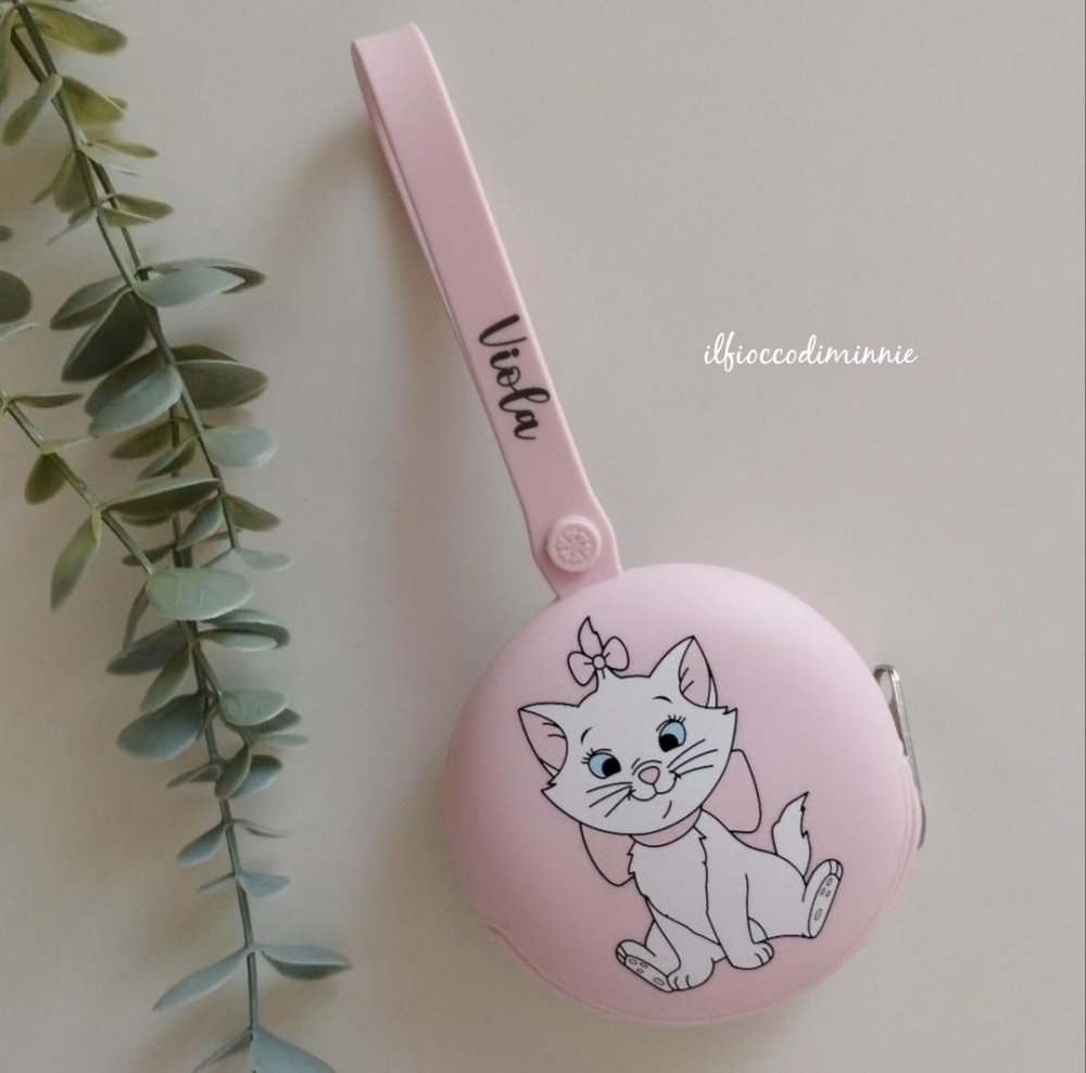 Custodia in silicone con stampa per contenere ciuccio e catenella