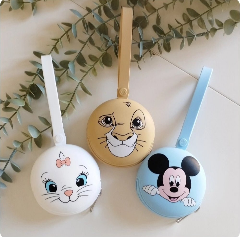 Custodia in silicone con stampa per contenere ciuccio e catenella 