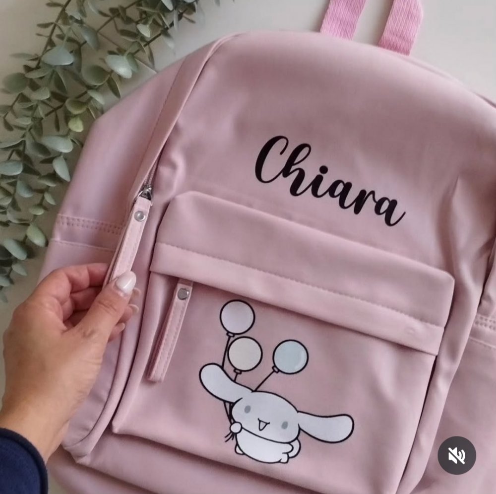 Zaino scuola rosa  personalizzabile con nome e immagine