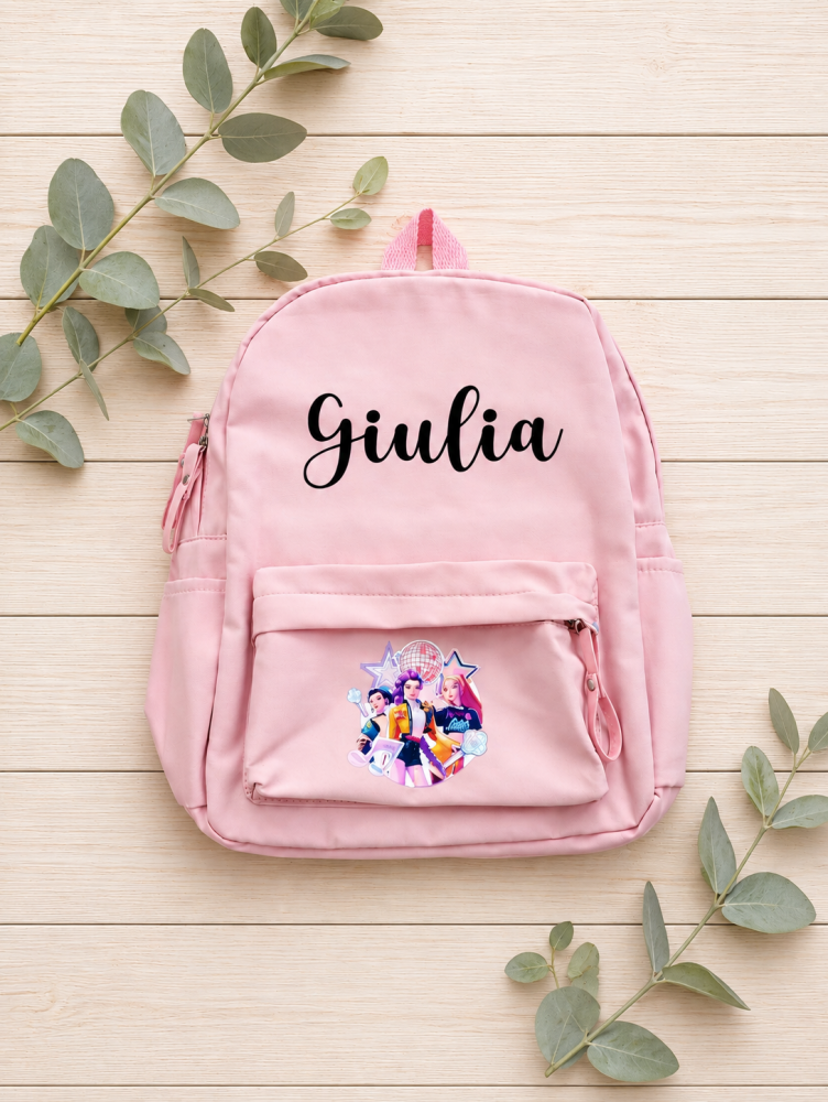 Zaino scuola rosa  personalizzabile con nome e immagine
