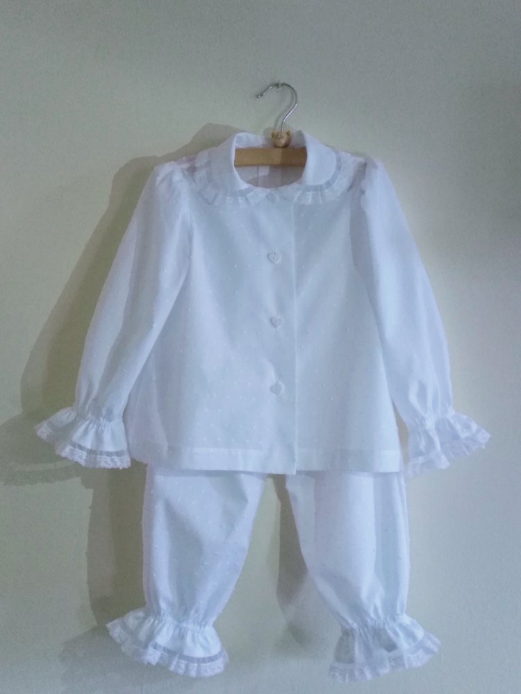 Pigiama Plumetis bianco per bambina 