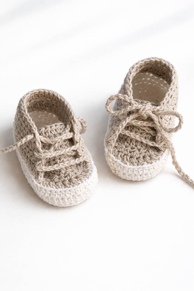 Scarpine in lino e cotone bianco e ecru con lacci - Battesimo - Tommaso