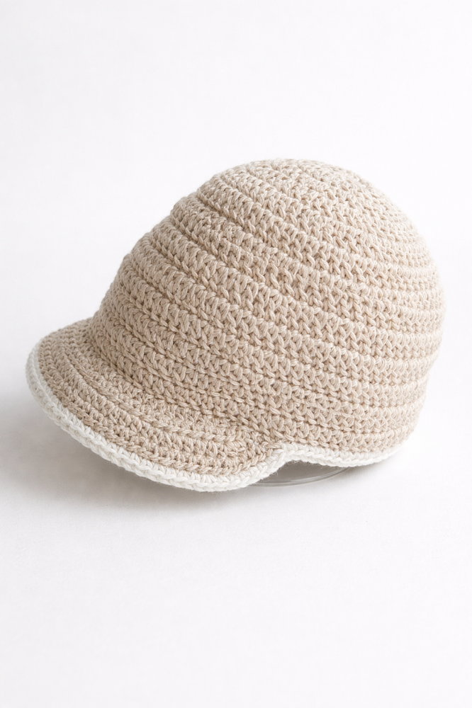 Cappellino con visiera  in lino e cotone ecru - Battesimo - Tommaso