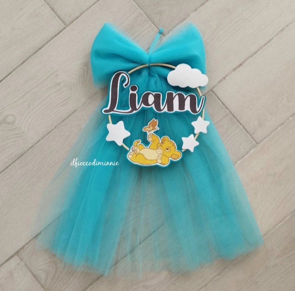 Fiocco nascita miss Simba in tulle personalizzabile