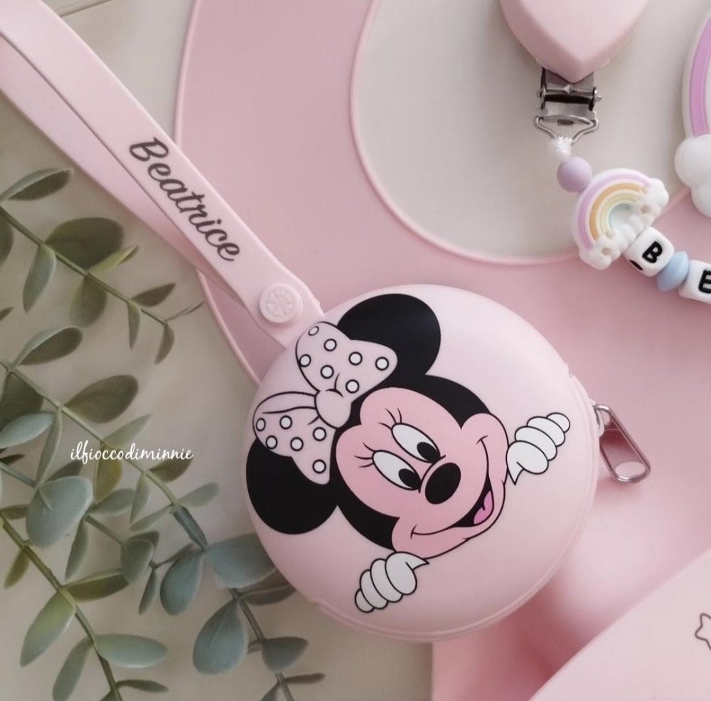 Custodia in silicone con stampa Minnie personalizzabile con nome