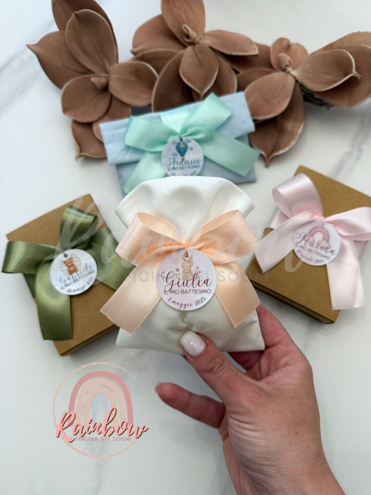 Bomboniera arcobaleno, fiore o mongolfiera personalizzata