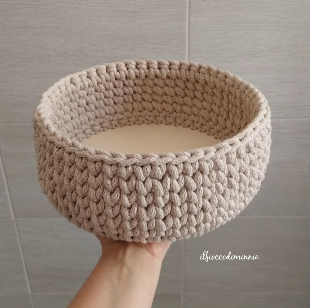 Cestino uncinetto beige