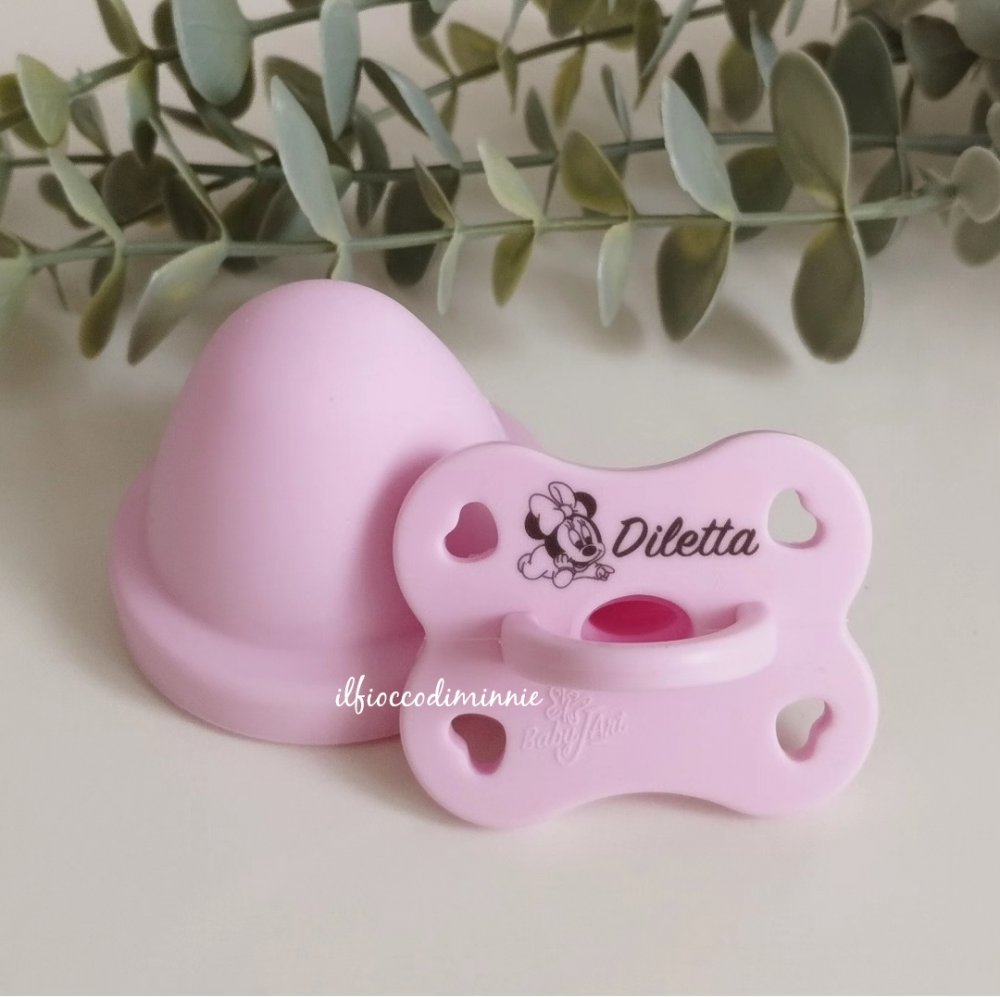 Ciuccio LOVELY in silicone colorazione ROSA CHIARO personalizzabile con nome e immagine, succhietto neonati