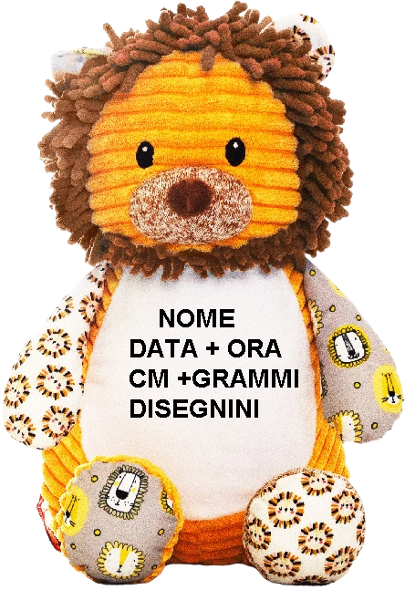 PELUCHE  LEONE  SENSORIALE  CON  RICAMO  PERSONALIZZATO