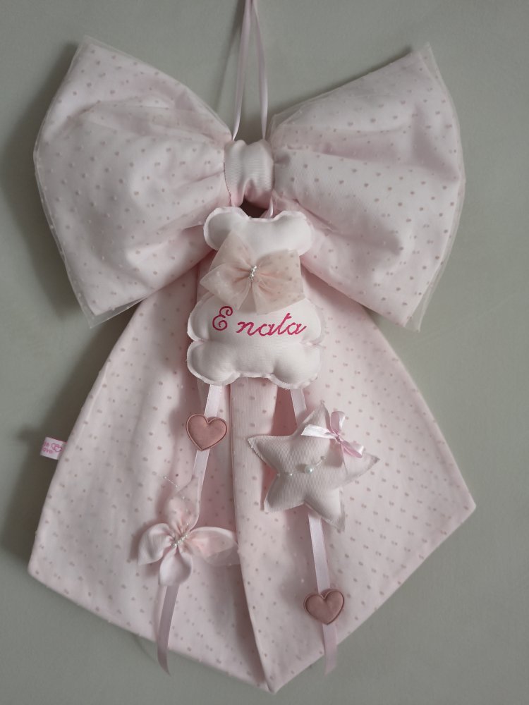 Fiocco nascita bimba tulle