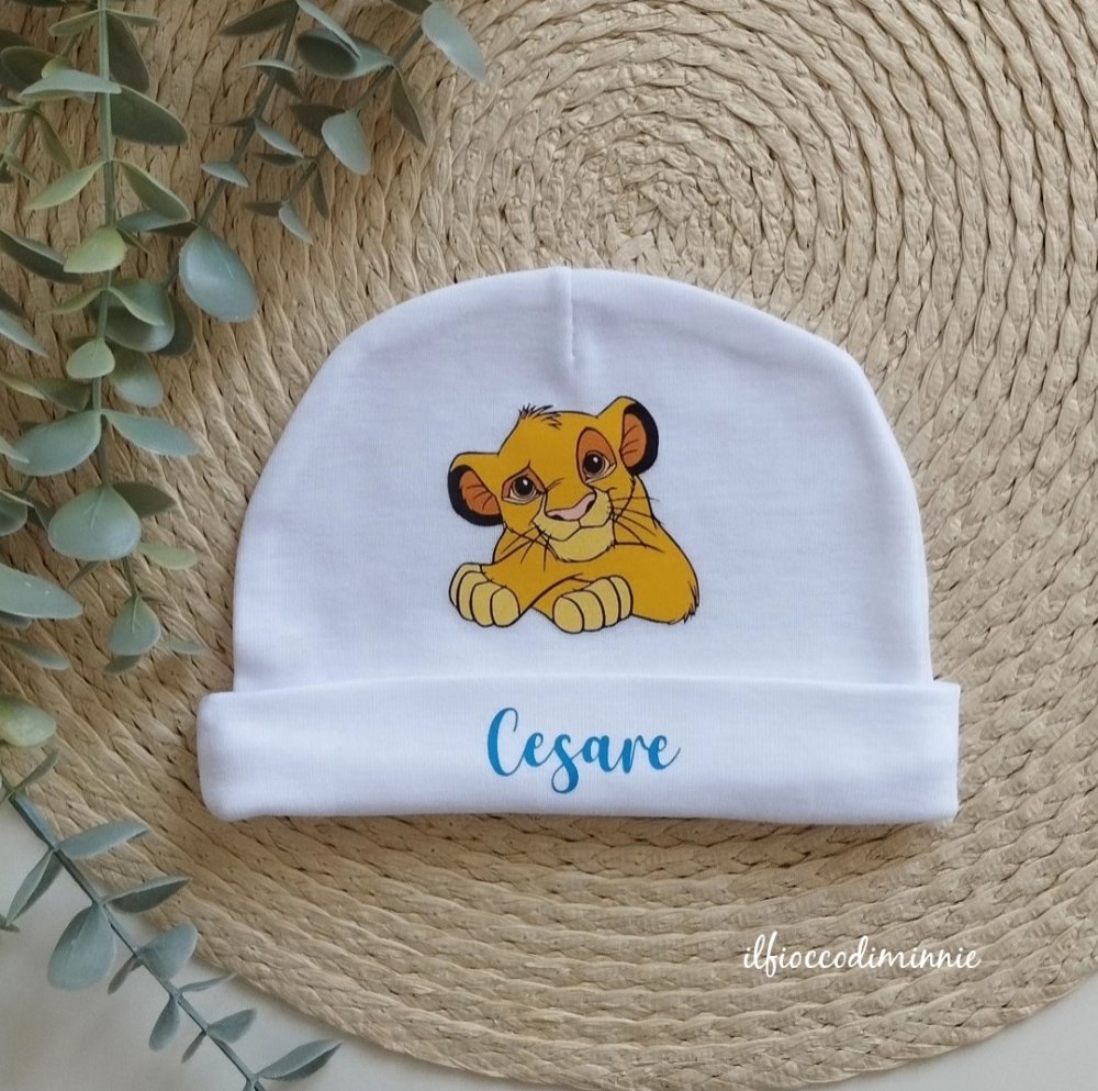 Berretto in cotone personalizzabile con stampa, cappellino nascita da culla