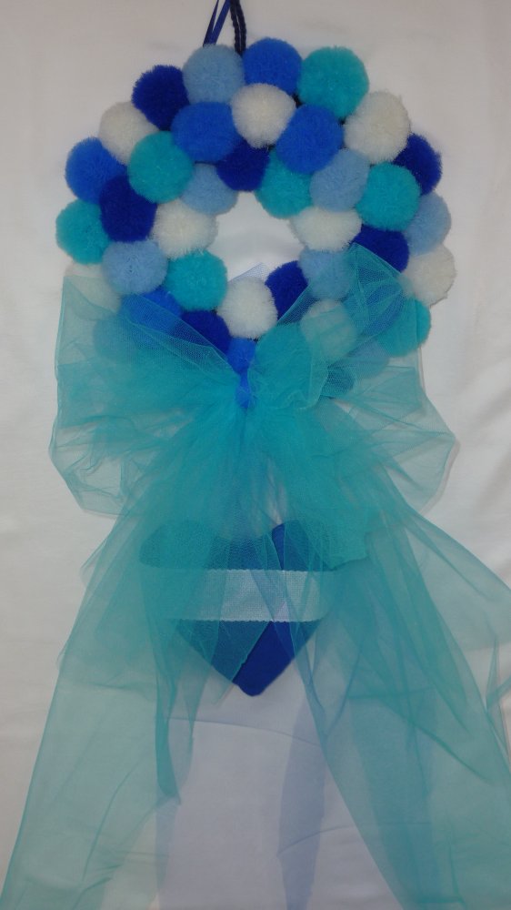 fiocco coccarda in pon-pom di tulle