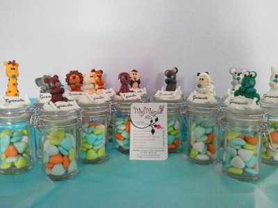 Bomboniere barattolino con animali in fimo