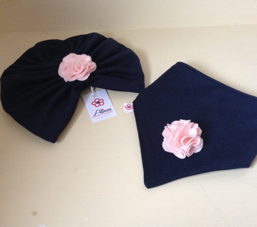 Cappellino turbante per neonata/bambina e sciarpa