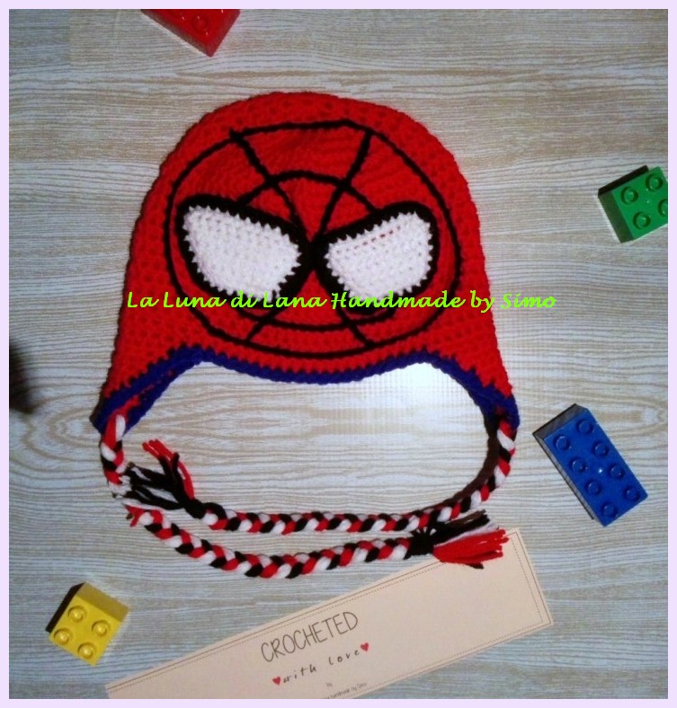 Cappello uncinetto Spiderman Uomo Ragno per  bambino