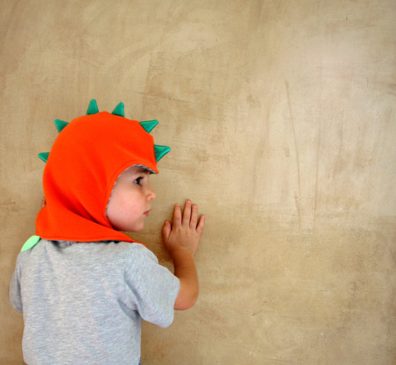 Berretto bambini da drago, cappuccio da dinosauro, cotta da cavaliere, cappello invernale in pile o felpa foderato in jersey di cotone. 