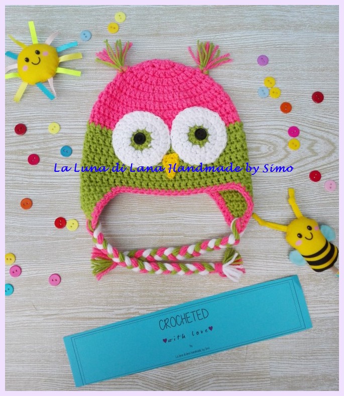 Cappellino a uncinetto a forma di Gufo da bambina o bambino