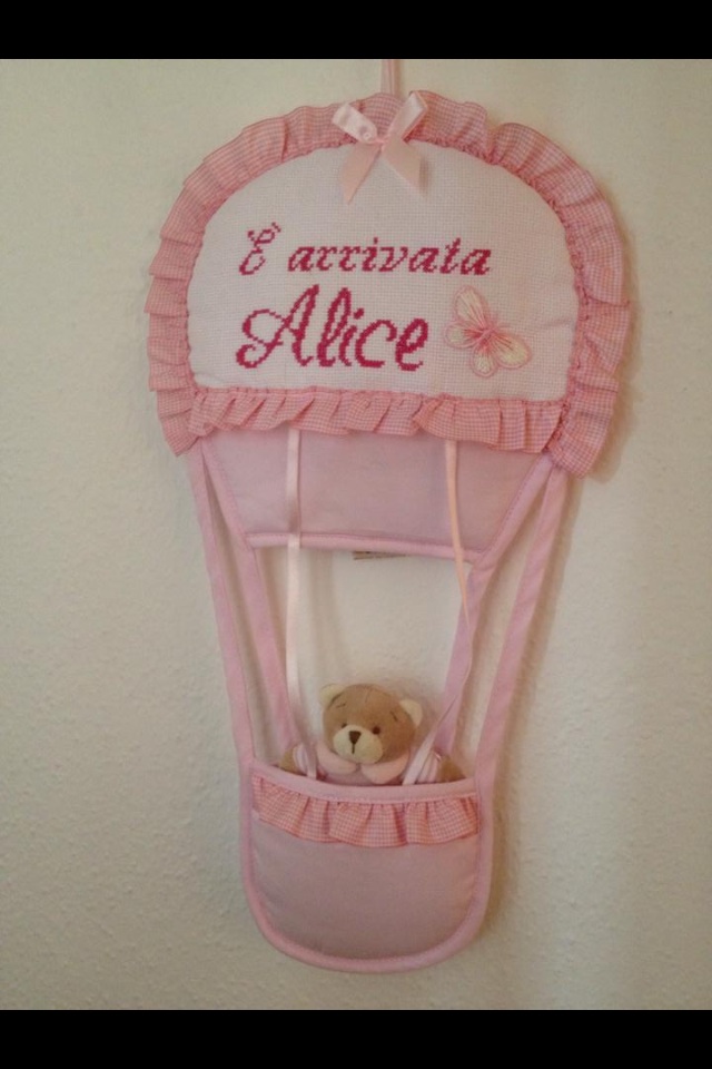 FIOCCO NASCITA MONGOLFIERA ROSA