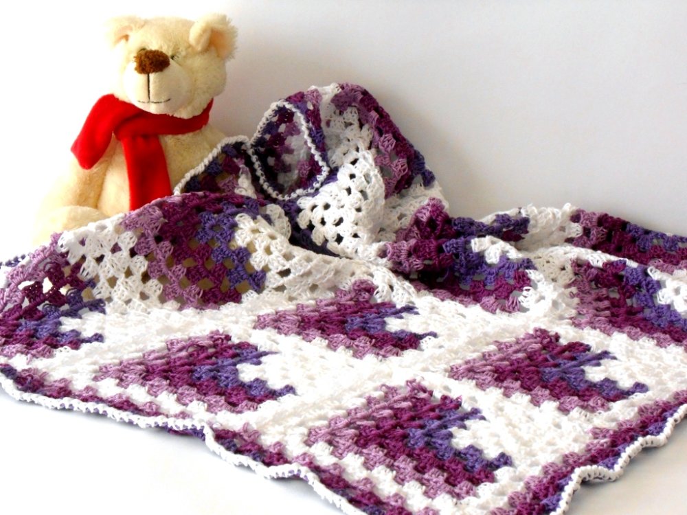 Coperta a uncinetto in cotone per lettino baby,